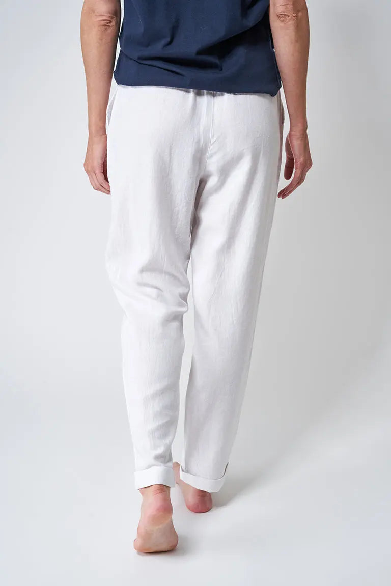 Pantalon long pour femme, confectionné en lin et viscose