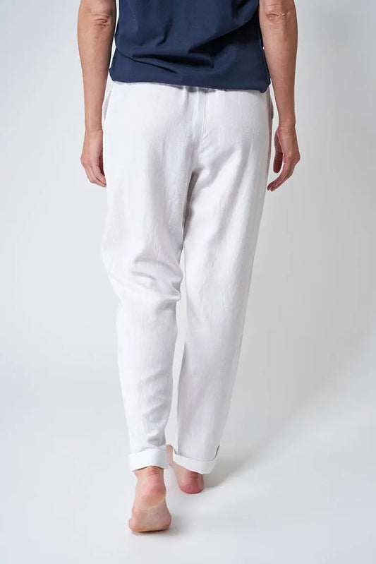 Pantalon long pour femme, confectionné en lin et viscose
