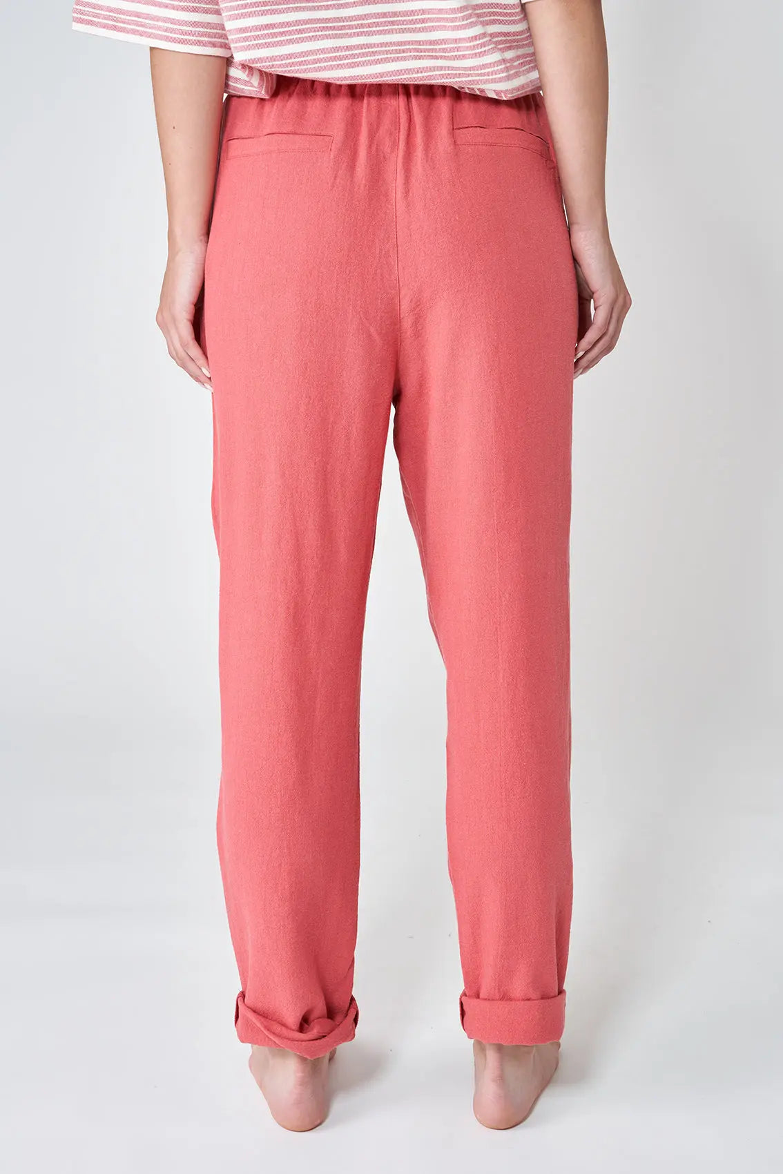 Pantalon long pour femme, confectionné en lin et viscose