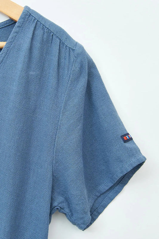 Linen and tencel dress with drawstring