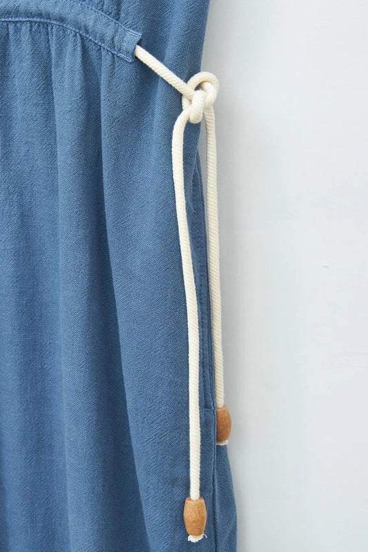 Linen and tencel dress with drawstring