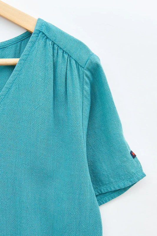 Linen and tencel dress with drawstring