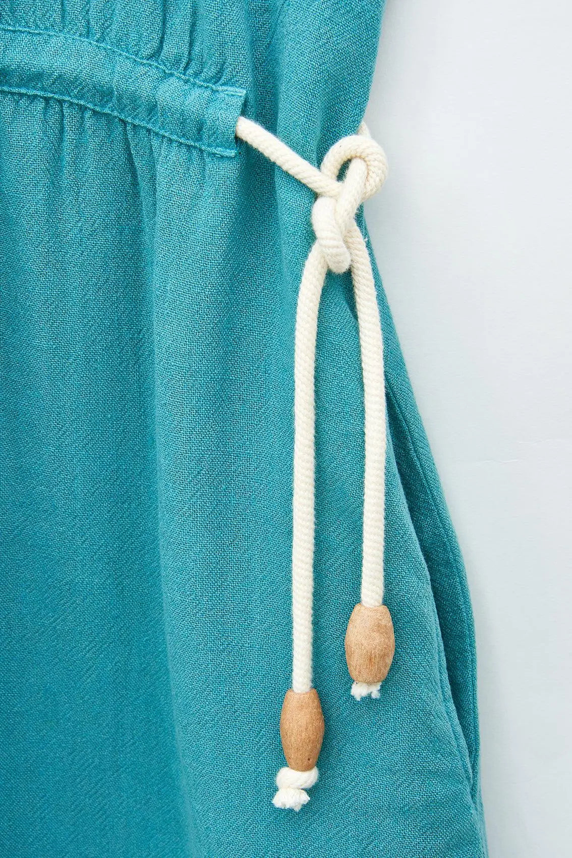 Linen and tencel dress with drawstring