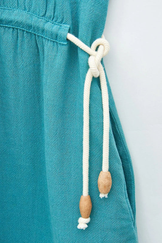 Linen and tencel dress with drawstring