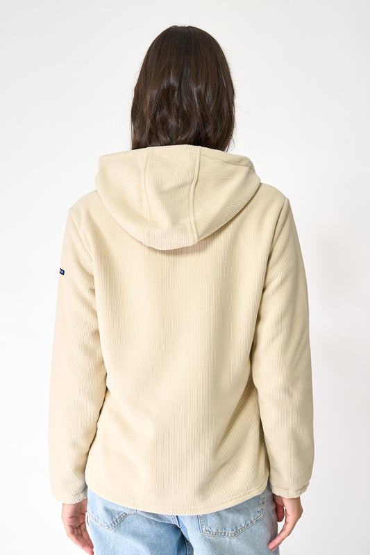 Women’s hooded fleece jacket with anchor buttons