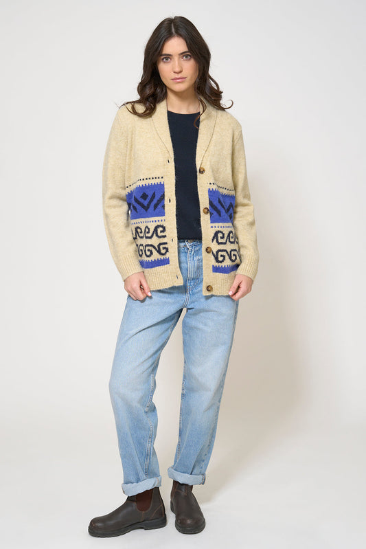 Knit jacket with rear anchor