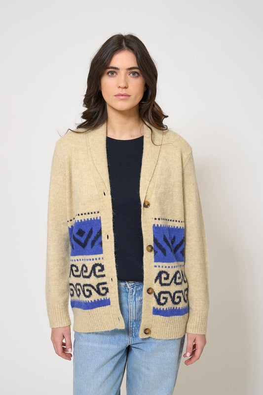 Knit jacket with rear anchor
