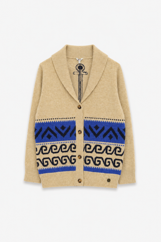 Knit jacket with rear anchor
