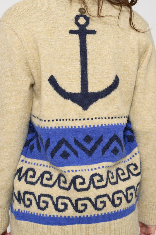 Knit jacket with rear anchor