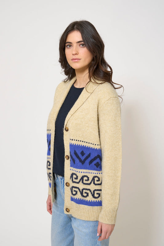 Knit jacket with rear anchor