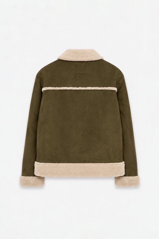 Faux leather jacket with sherpa lining
