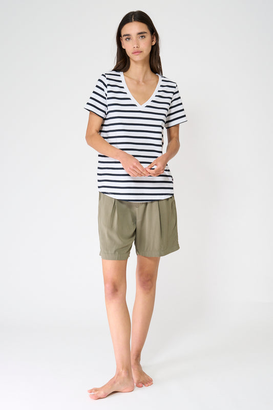 Camiseta marinera de algodón escote en pico