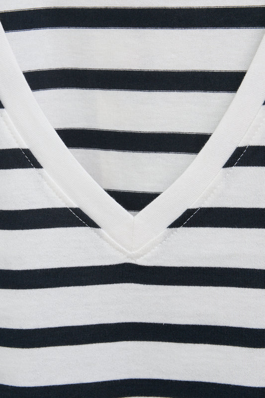 Camiseta marinera de algodón escote en pico