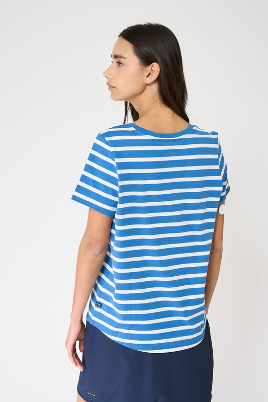 Camiseta marinera de algodón escote en pico