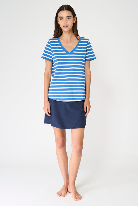 Camiseta marinera de algodón escote en pico