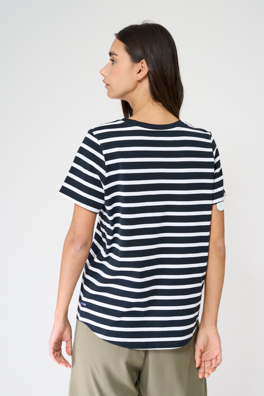 Camiseta marinera de algodón escote en pico