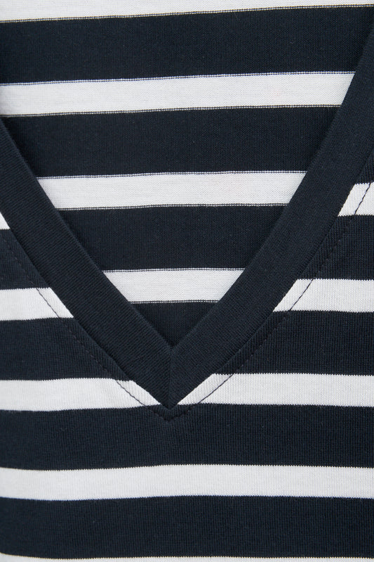 Camiseta marinera de algodón escote en pico