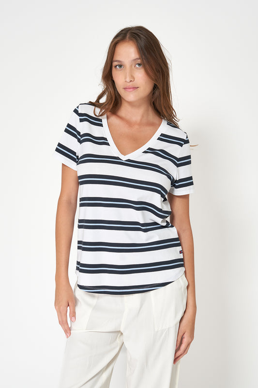 Camiseta marinera de algodón escote en pico