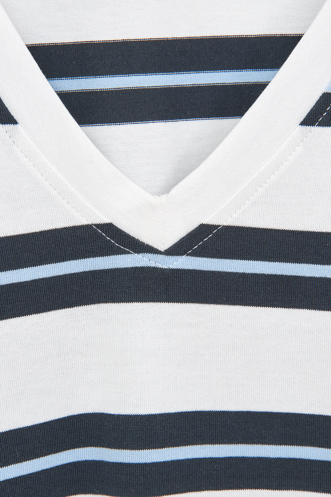 V-neck striped cotton T-shirt