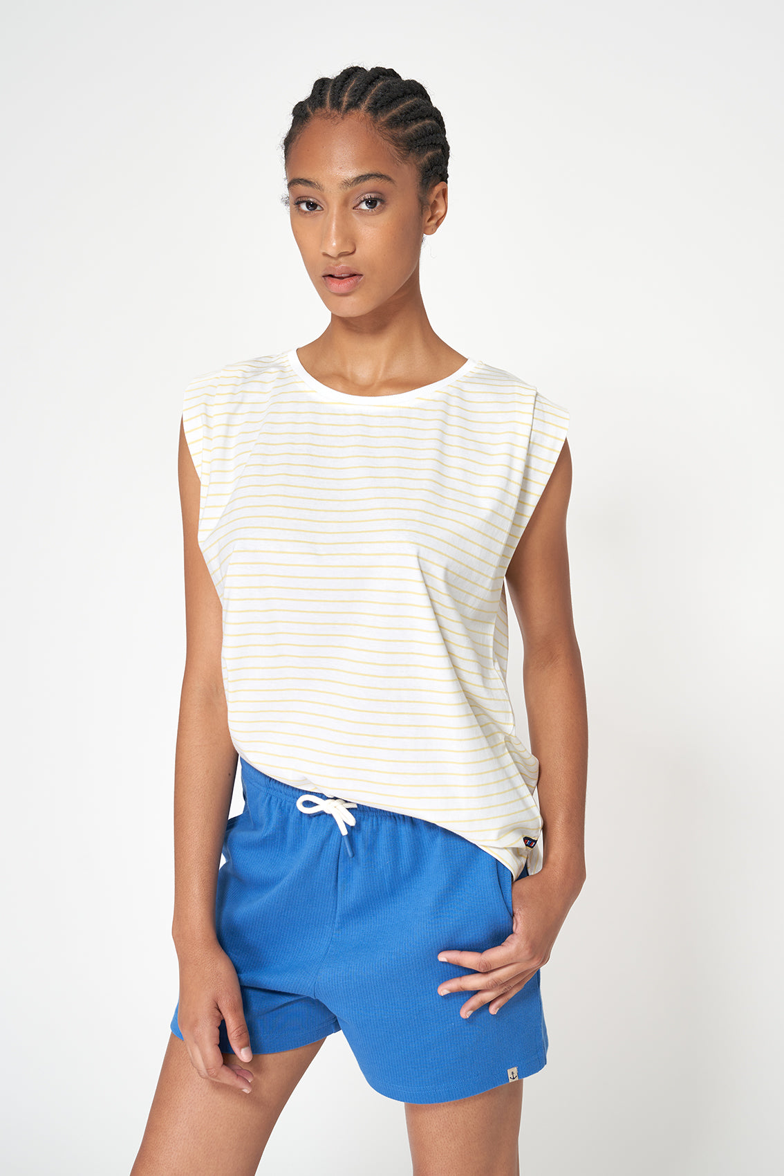 Striped T-shirt with kimono sleeves