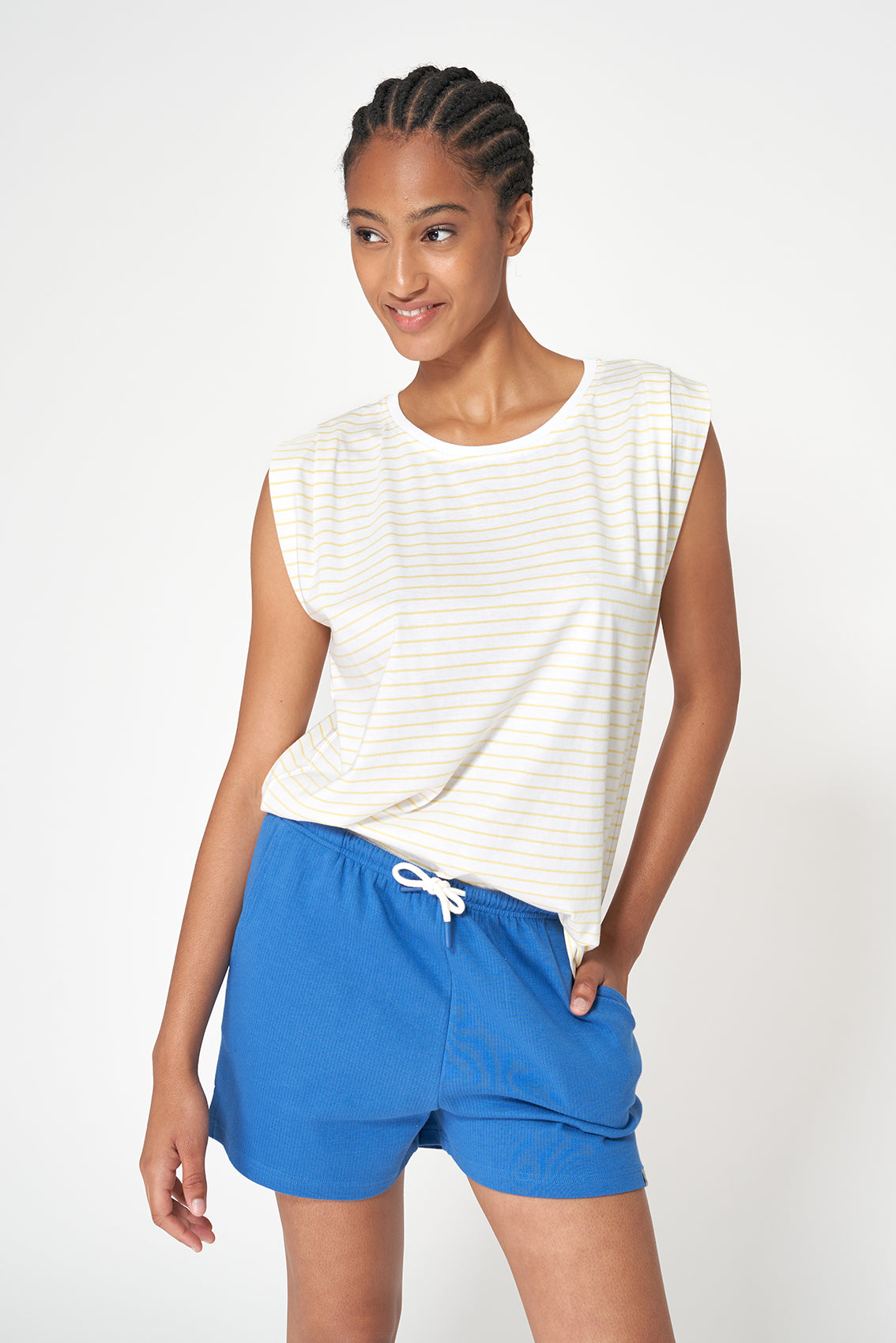 Striped T-shirt with kimono sleeves