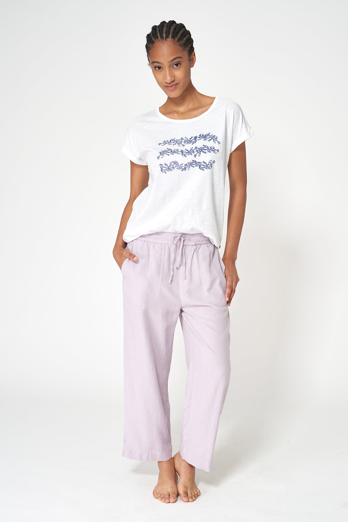 Camiseta de algodón slub estampada