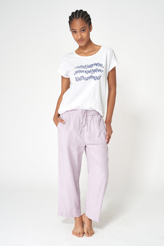 Camiseta de algodón slub estampada