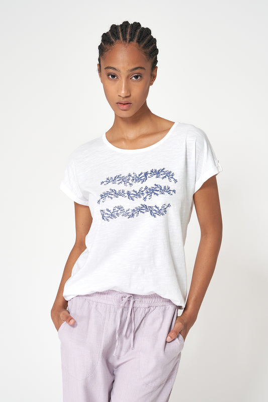 Camiseta de algodón slub estampada