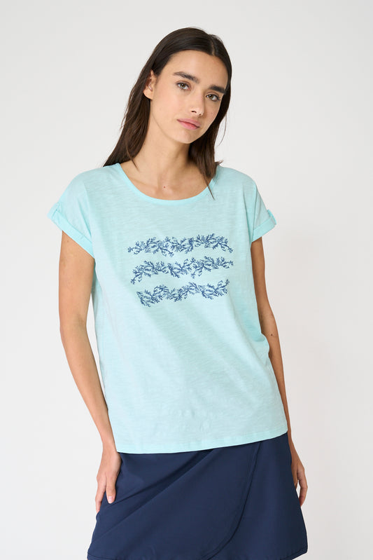 Camiseta de algodón slub estampada