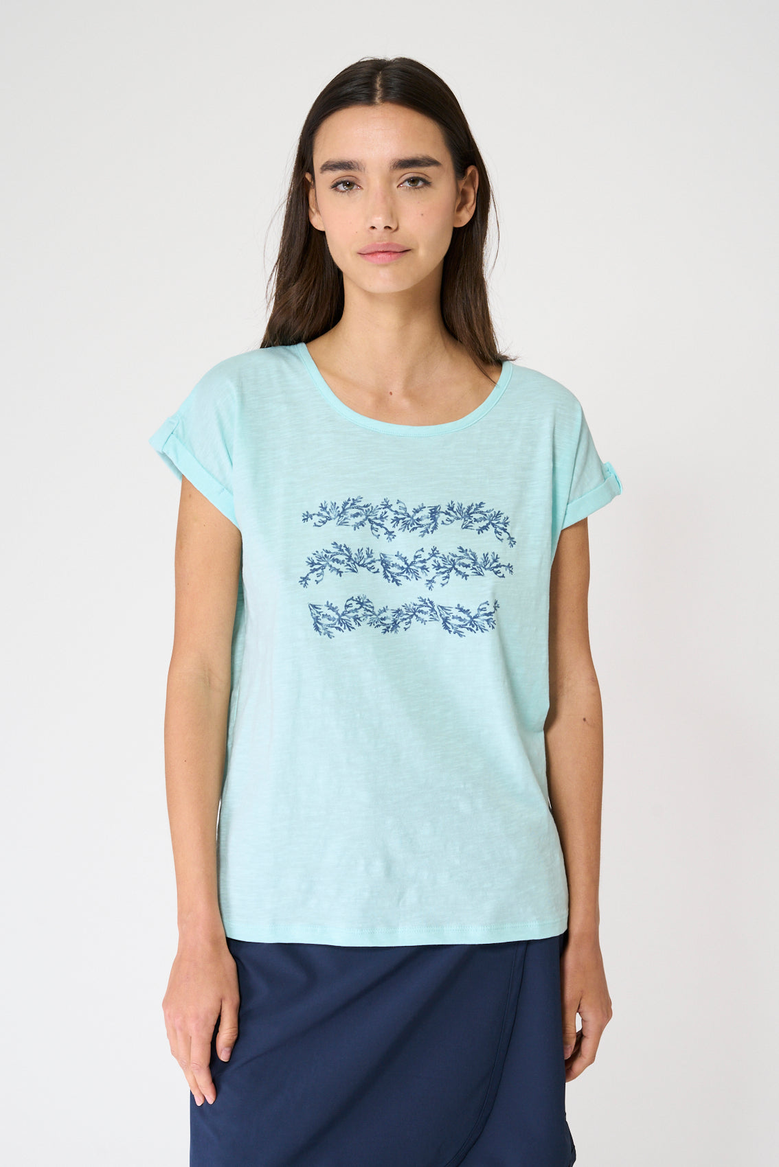 Camiseta de algodón slub estampada