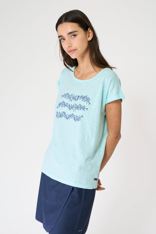 Camiseta de algodón slub estampada