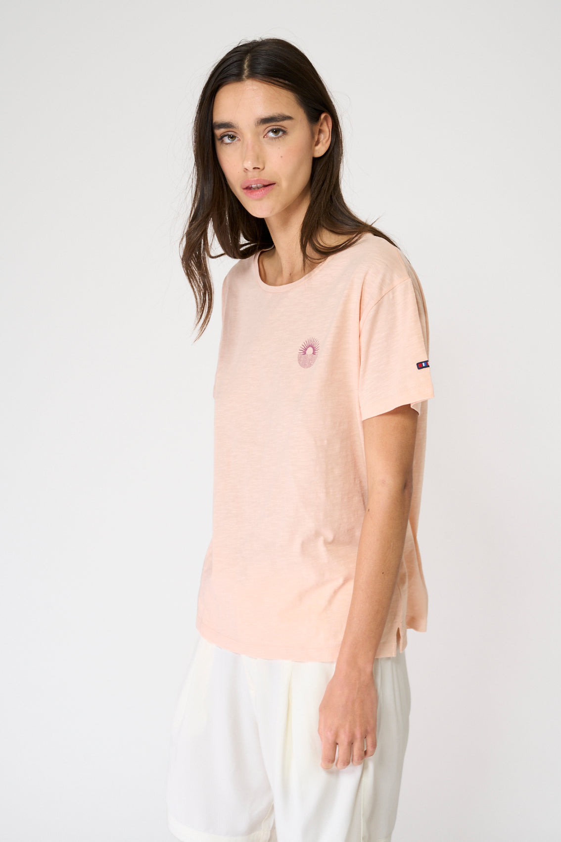 T-shirt basique en coton flammé