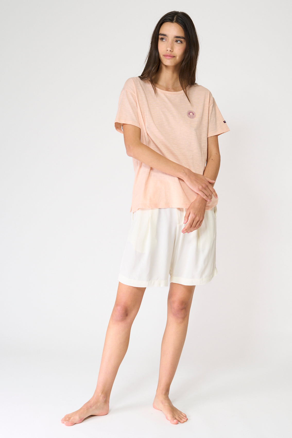 T-shirt basique en coton flammé