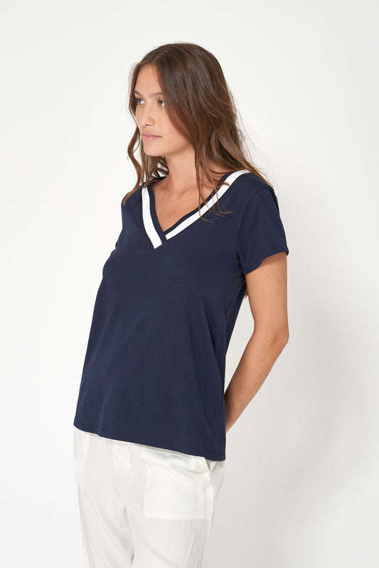 Camiseta escote en pico algodón 180 g