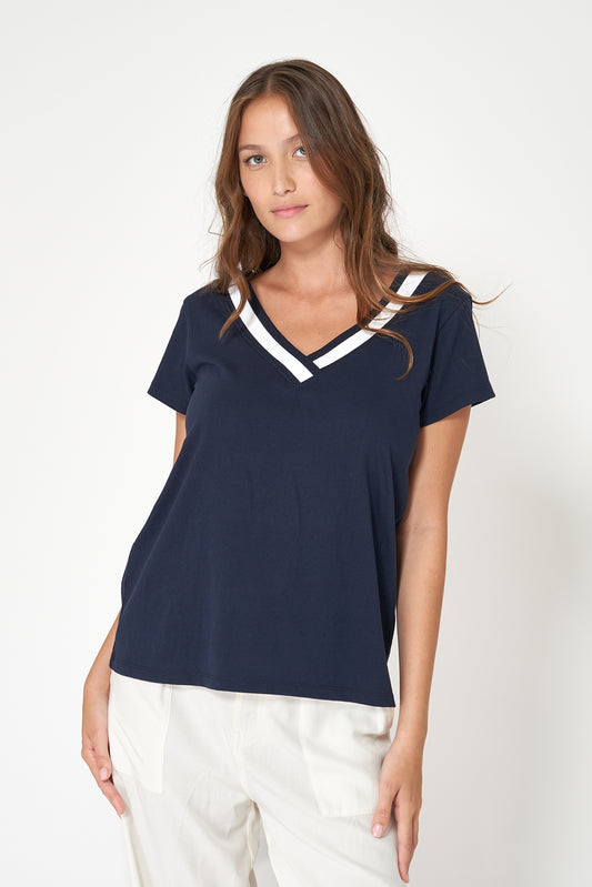 Camiseta escote en pico algodón 180 g