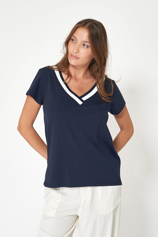 Camiseta escote en pico algodón 180 g