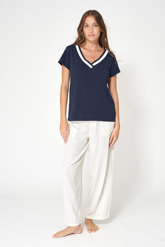 Camiseta escote en pico algodón 180 g