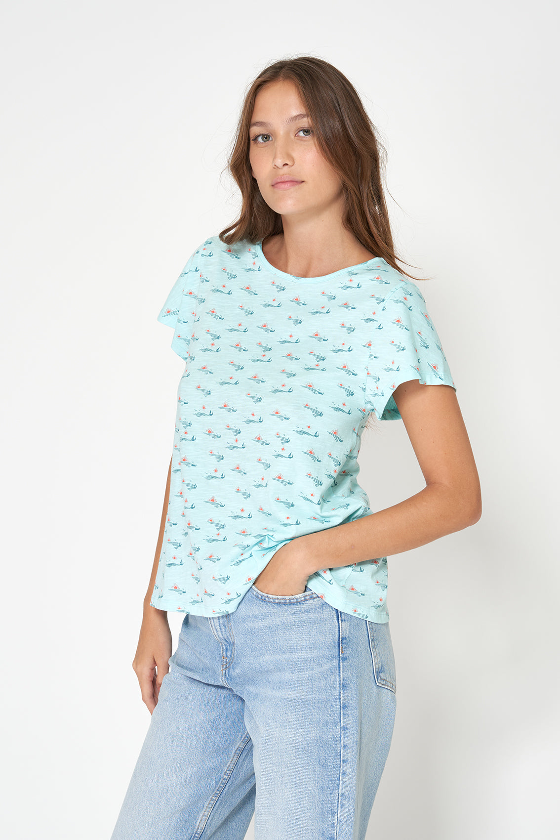 Printed slub cotton T-shirt