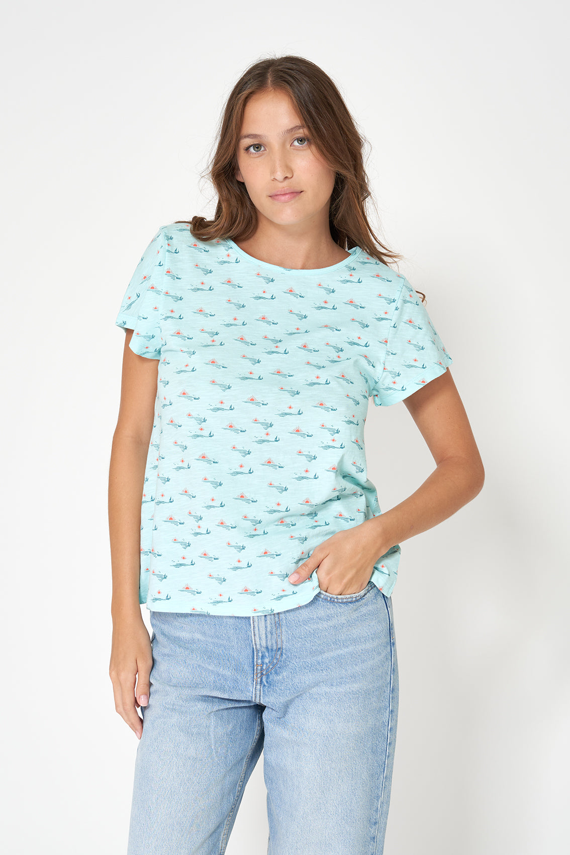 Printed slub cotton T-shirt