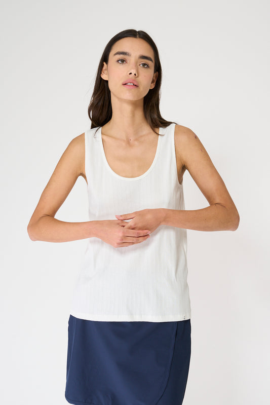 Top sin mangas en algodón pointelle