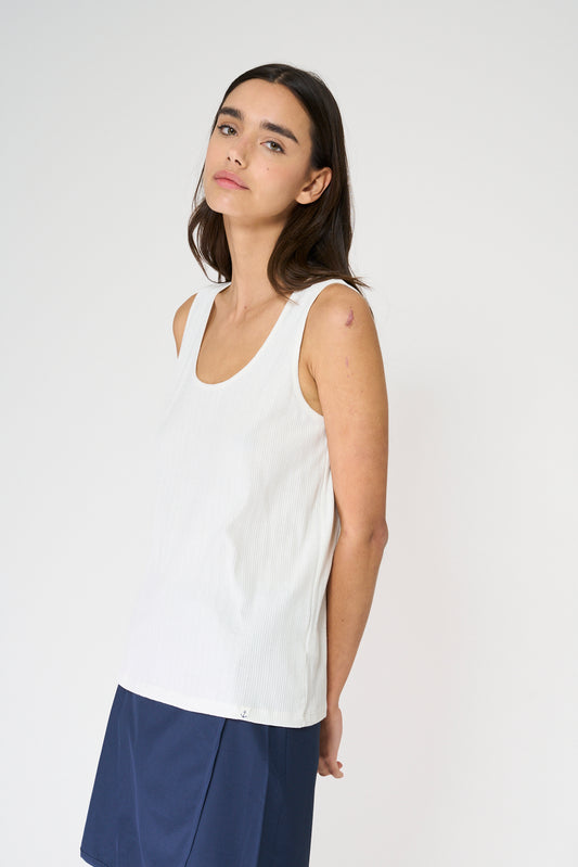 Top sin mangas en algodón pointelle