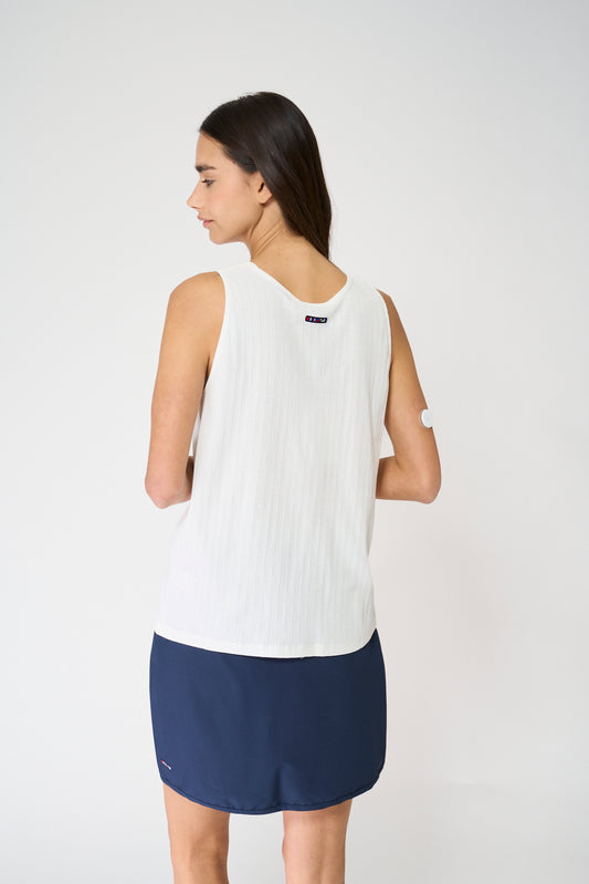 Top sin mangas en algodón pointelle