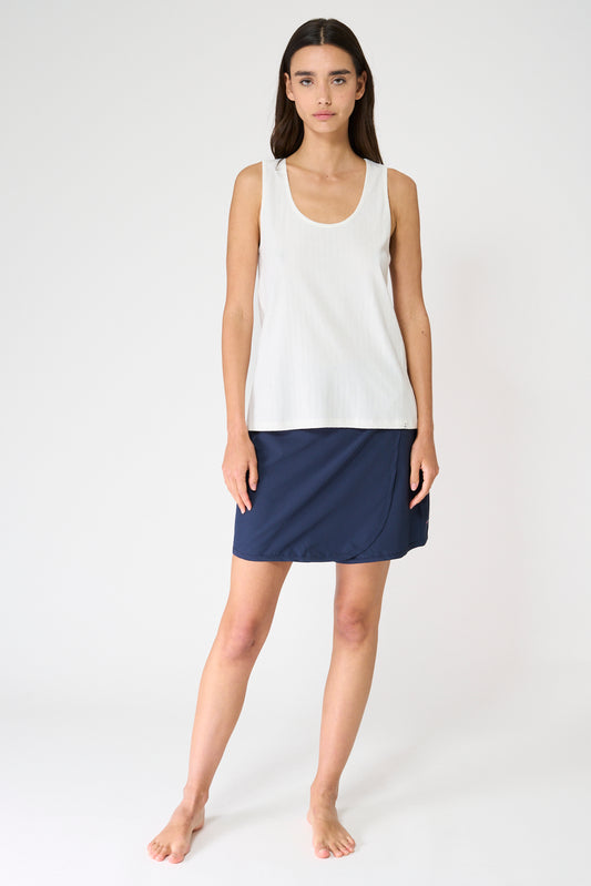 Top sin mangas en algodón pointelle