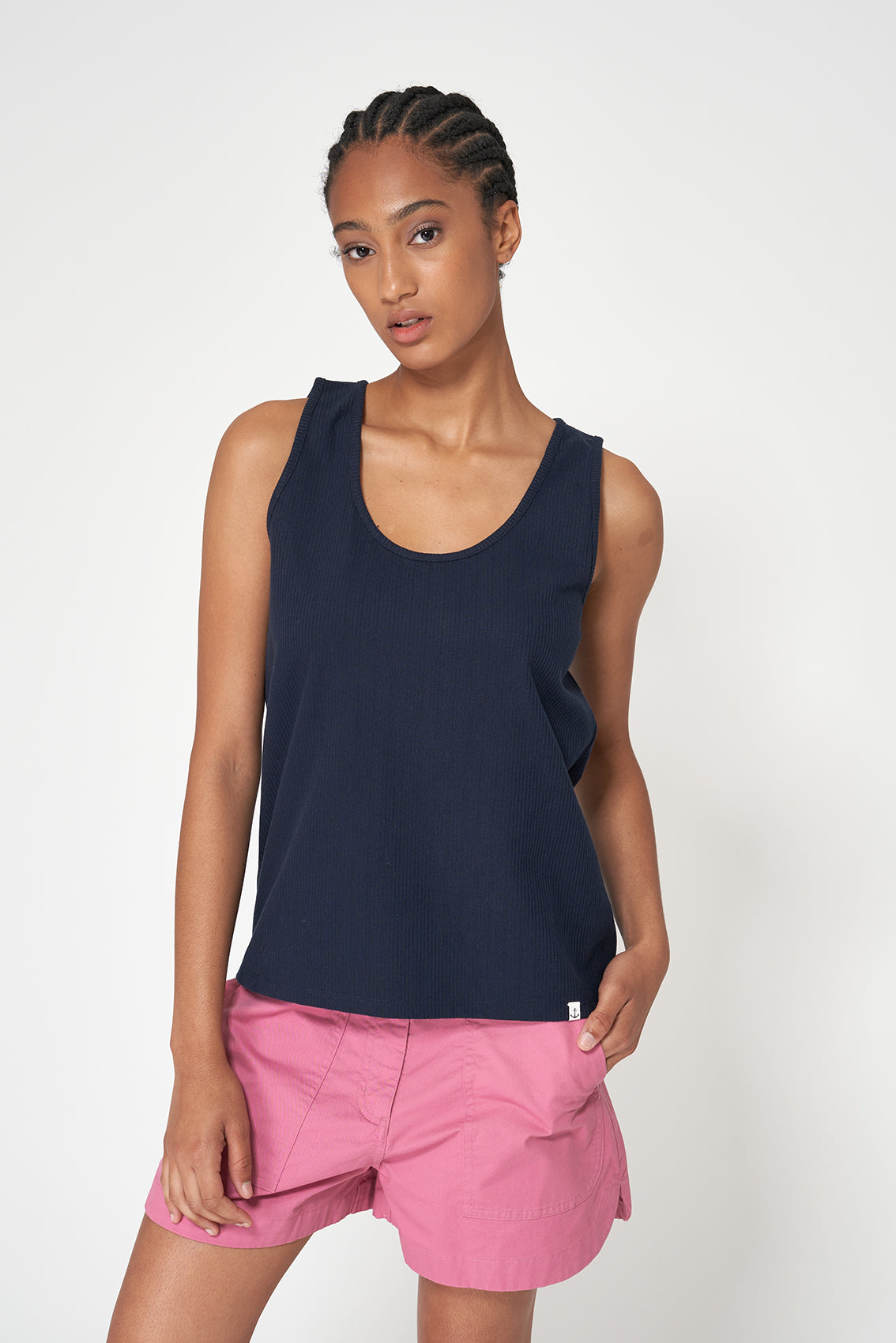 Pointelle cotton sleeveless top