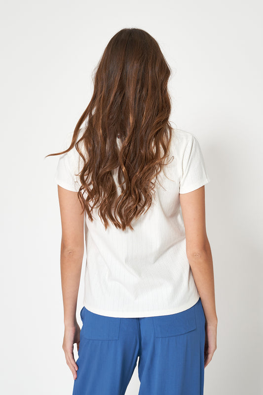 Camiseta en algodón pointelle con botones