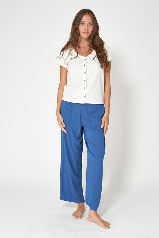 Camiseta en algodón pointelle con botones