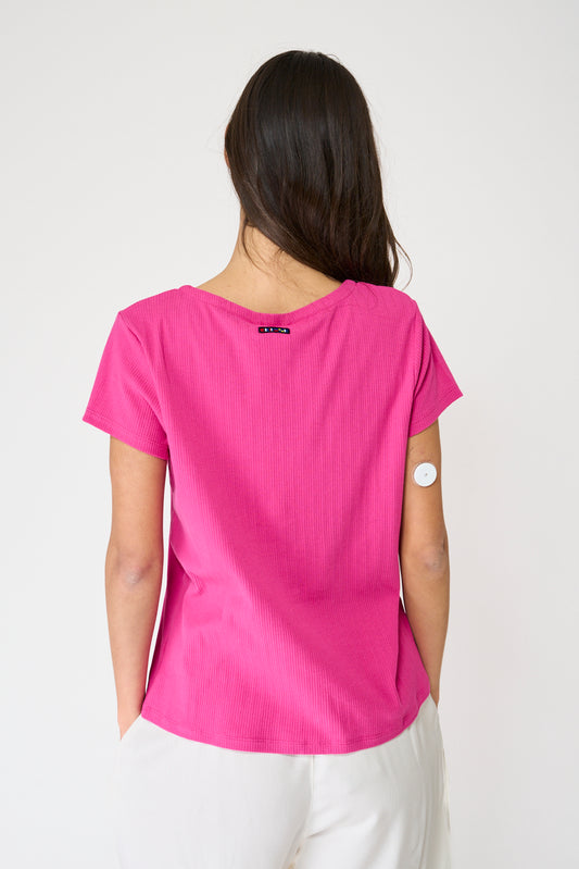 Camiseta en algodón pointelle con botones