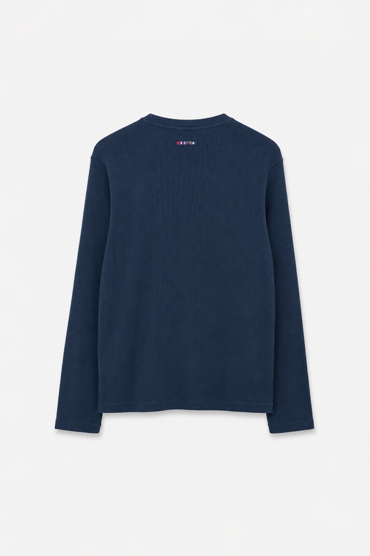 Long-sleeved waffle T-shirt