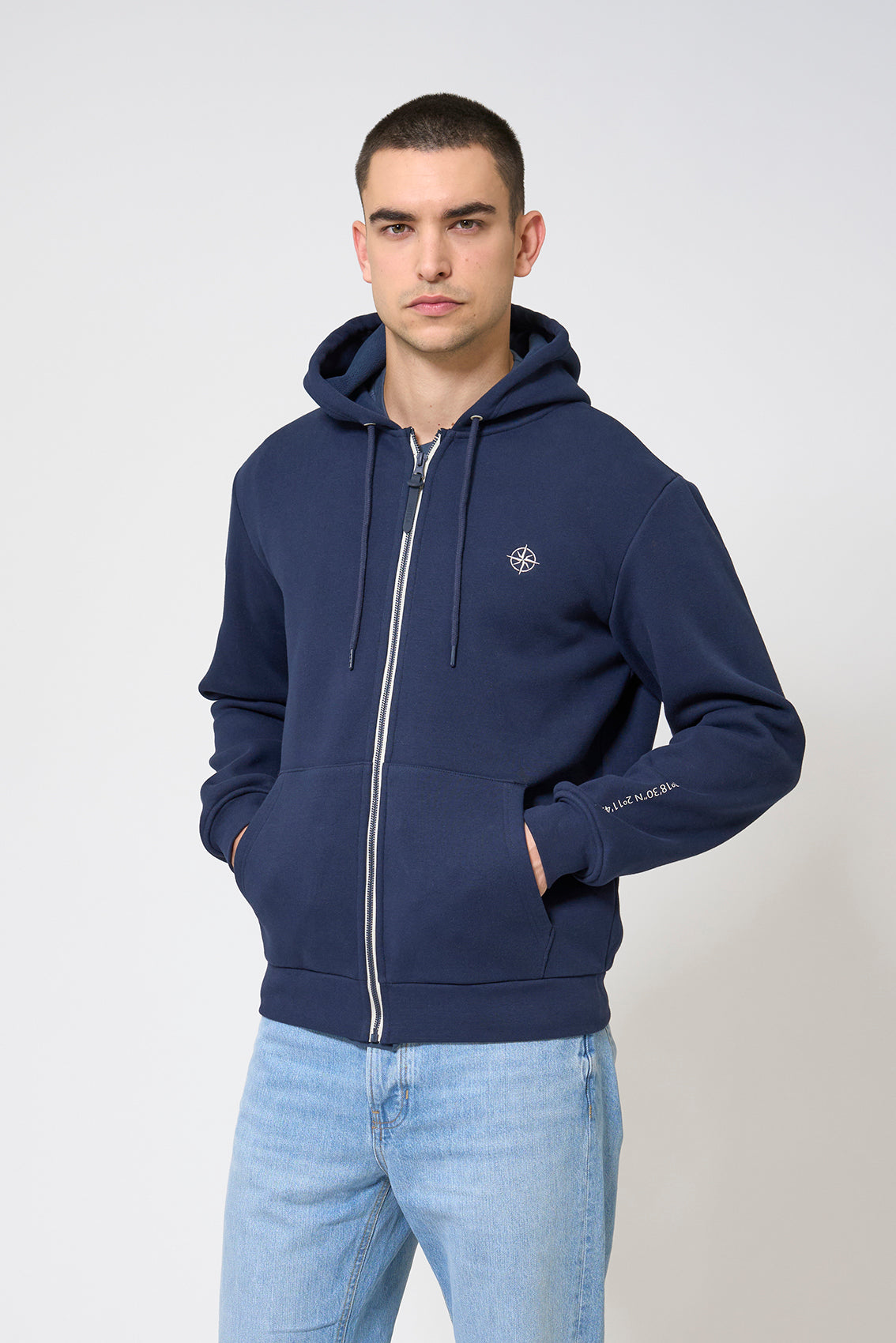 Zip-up sweatshirt with embroidery on the chest