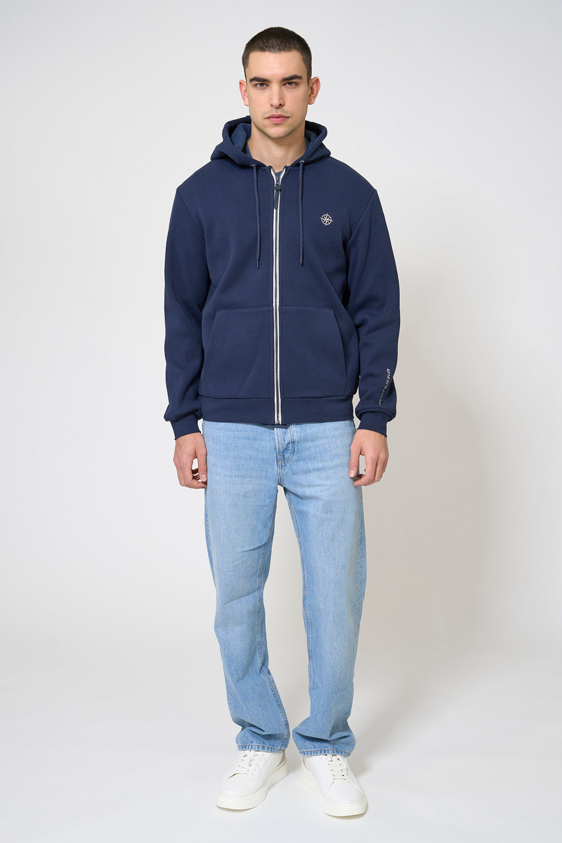 Zip-up sweatshirt with embroidery on the chest